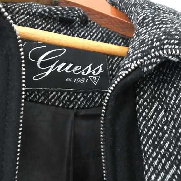 Guess Tweed Wool Blend Winter Trench Coat Jacket - Picture 7 of 7